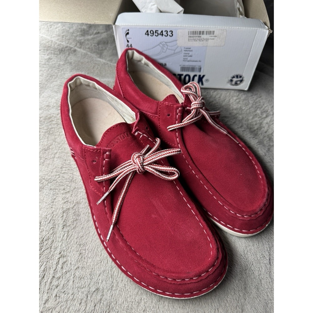 NIB Birkenstock Men's Pasadena Shoes Red Lace Up Suede Leather Sneaker Men 11 44